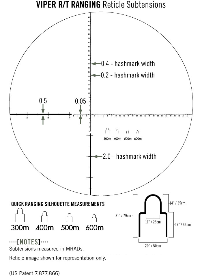 Details of the Viper HD/RT Ranging Reticle